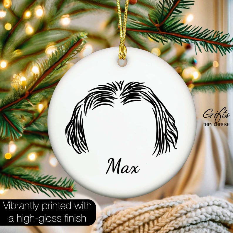 Lhasa Apso Ears Outline Ornament, Lhasa Apso Personalized Ornament