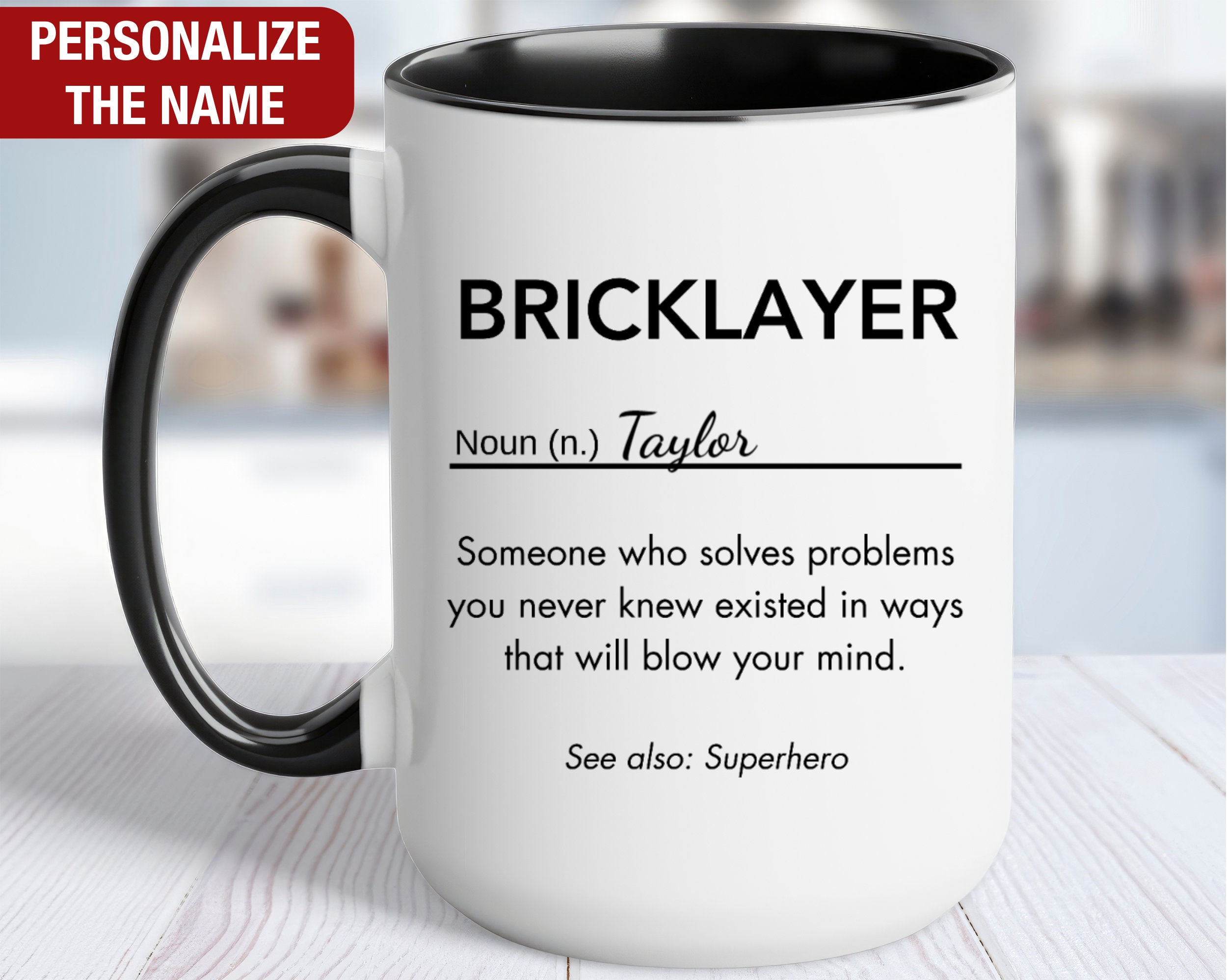 Bricklayer Personalized Gift, Bricklayer Definition Mug, Bricklayer Coffee Cup, Custom Gift for Bricklayer, Bricklayer Coffee Mug