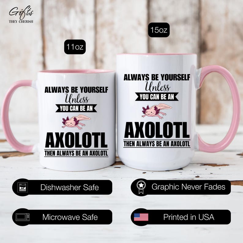 Taza de axolotl, taza de café de axolotl, sé siempre tú mismo a menos que puedas ser un axolotl, entonces sé siempre un axolotl, regalo divertido de axolotl imagen 7
