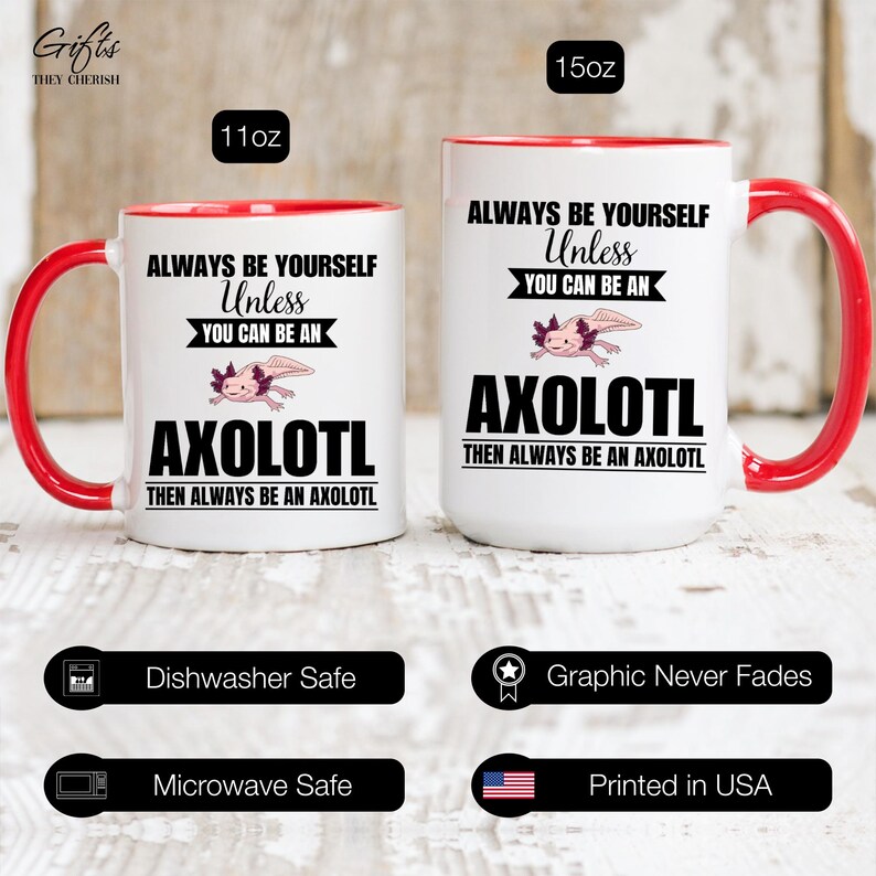 Taza de axolotl, taza de café de axolotl, sé siempre tú mismo a menos que puedas ser un axolotl, entonces sé siempre un axolotl, regalo divertido de axolotl imagen 8