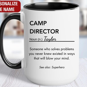 Camp Director Personalized Gift, Camp Director Definition Mug, Camp Director Coffee Cup, Custom Gift for Camp Director