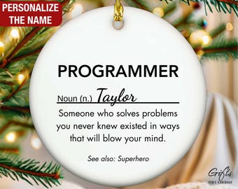 Programmer Definition Ornament, Personalized Programmer Ornament, Programmer Gift, Custom Gift for Programmer, Programmer Christmas Ornament