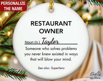 Personalized Restaurant Owner Ornament, Restaurant Owner Christmas Ornament