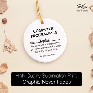 Personalized Computer Programmer Ornament, Computer Programmer Christmas Ornament zdjęcie 3