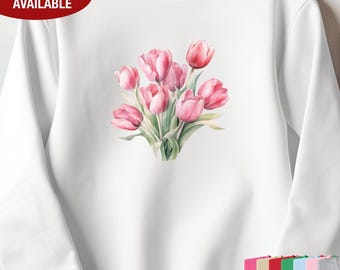 Tulip Sweatshirt for Women, Tulip Gift for Her, Tulip Crewneck Sweatshirt, Tulip Gifts for Women, Tulip Flower Sweatshirt