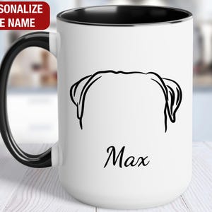 Bullmastiff Ears Outline Mug, Bullmastiff Personalized Cup, Bullmastiff Mug, Bullmastiff Coffee Cup, Bullmastiff Gifts