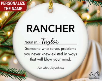 Personalized Rancher Ornament, Rancher Christmas Ornament