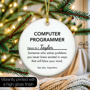 Personalized Computer Programmer Ornament, Computer Programmer Christmas Ornament zdjęcie 8