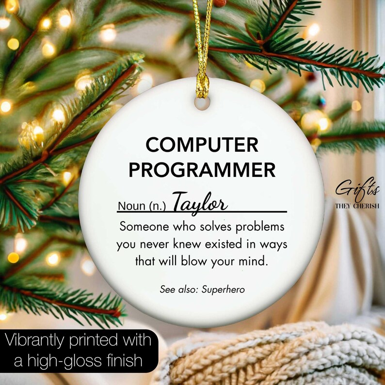 Personalized Computer Programmer Ornament, Computer Programmer Christmas Ornament zdjęcie 8