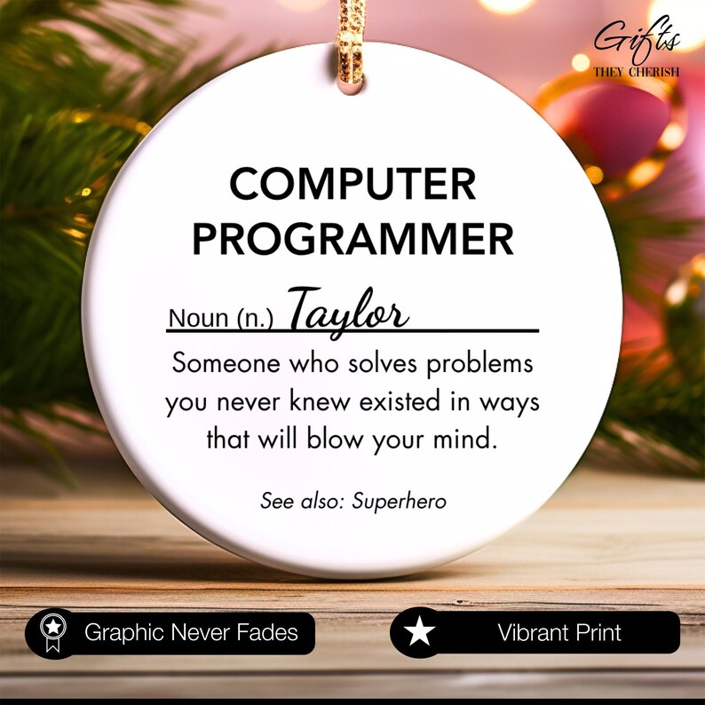 Personalized Computer Programmer Ornament, Computer Programmer Christmas Ornament zdjęcie 7