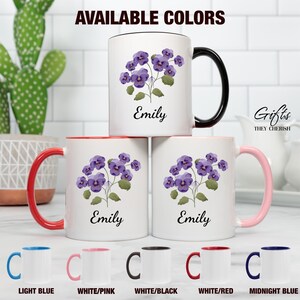 February Birth Flower Mug Personalized, Violet Mug, Violet Birth Flower Cup, Violet Custom Gift for Her, Violet Floral Coffee Mug bild 2