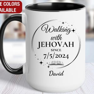 Baptism Gift Walking With Jehovah Personalized Mug for Him, JW Baptism Gift for Brothers, JW Gifts for Brothers, JW Baptism Gift Brother