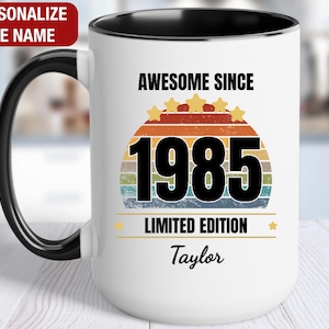 40th Birthday Gift Personalized Mug, Awesome Since 1985 Vintage, Gift for 40 Year Old Birthday, 40th Birthday for Him, 40th Birthday for Her