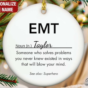 EMT Definition Ornament, Personalized EMT Ornament, EMT Gift, Custom Gift for Emt, Emt Christmas Ornament
