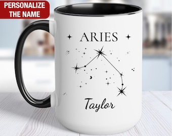 Aries Constellation Mug Personalized, Aries Birthday, Aries Star Sign Mug, Aries Zodiac Sign, Aries Coffee Cup