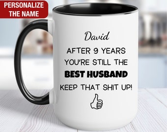 9th Wedding Anniversary Gift for Him Personalized, 9th Anniversary Gift for Him, 9 Year Anniversary Gift for Husband, 9th Anniversary Mug