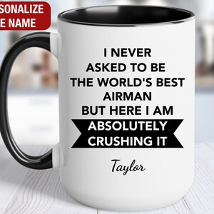 Airman Personalized Gift, World&#39;s Best Airman Mug, Airman Coffee Cup, Custom Gift for Airman, Airman Coffee Mug