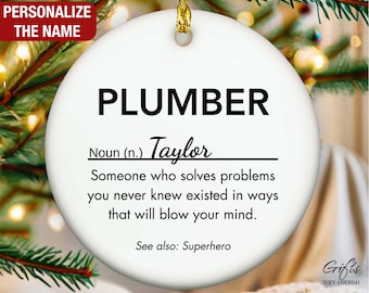 Plumber Definition Ornament, Personalized Plumber Ornament, Plumber Gift, Custom Gift for Plumber, Plumber Christmas Ornament