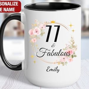 77th Birthday Gift for Her Personalized, 77 and Fabulous, Gift for 77 Year Old Birthday, 77 Fabulous Mug, 77th Birthday Gift for Women