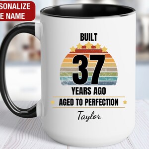 37th Birthday Gift Personalized Mug, Built 37 Years Ago Vintage, Gift for 37 Year Old Birthday, 37th Birthday for Him, 37th Birthday for Her