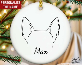 Belgian Malinois Ears Outline Ornament, Belgian Malinois Personalized Ornament, Belgian Malinois Ornament, Belgian Malinois Memorial