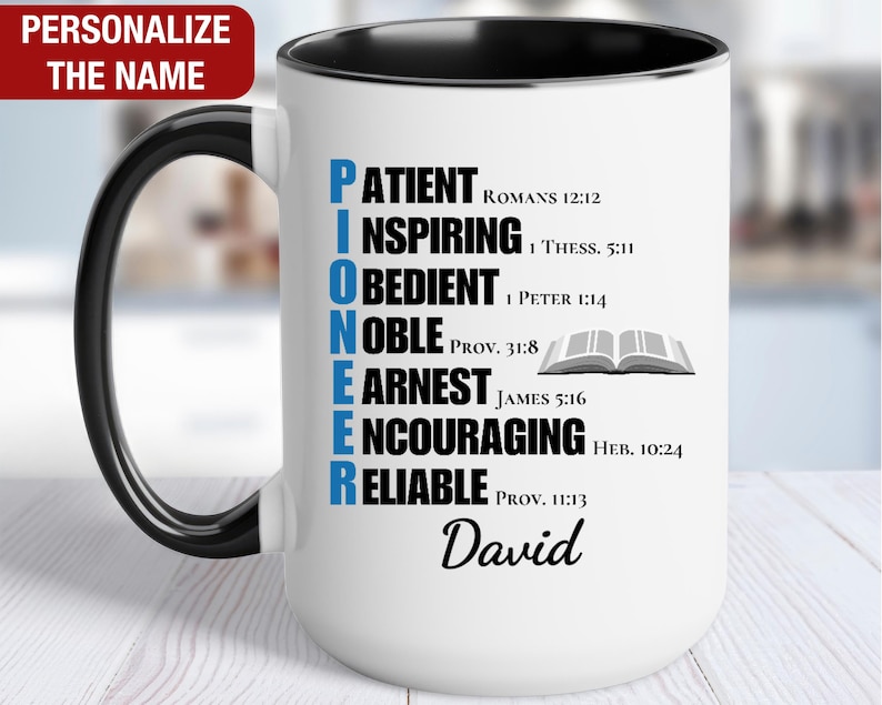 Taza personalizada de JW Pioneer, regalos de la escuela de pioneros de JW, taza de café de la escuela de servicio de pioneros de JW, regalos de JW para pioneros, hermano de la escuela de pioneros de JW imagen 1