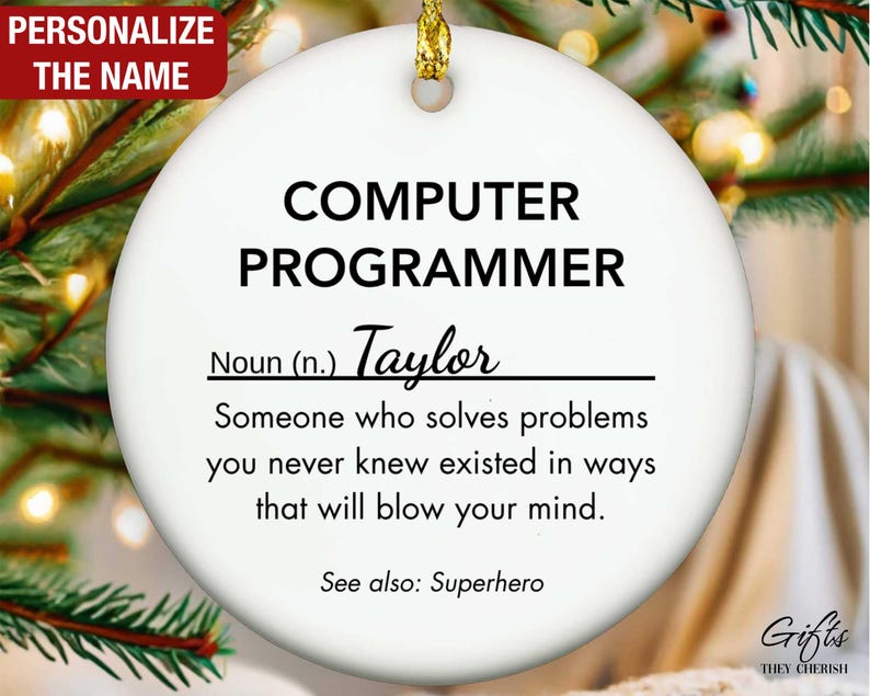 Personalized Computer Programmer Ornament, Computer Programmer Christmas Ornament zdjęcie 1