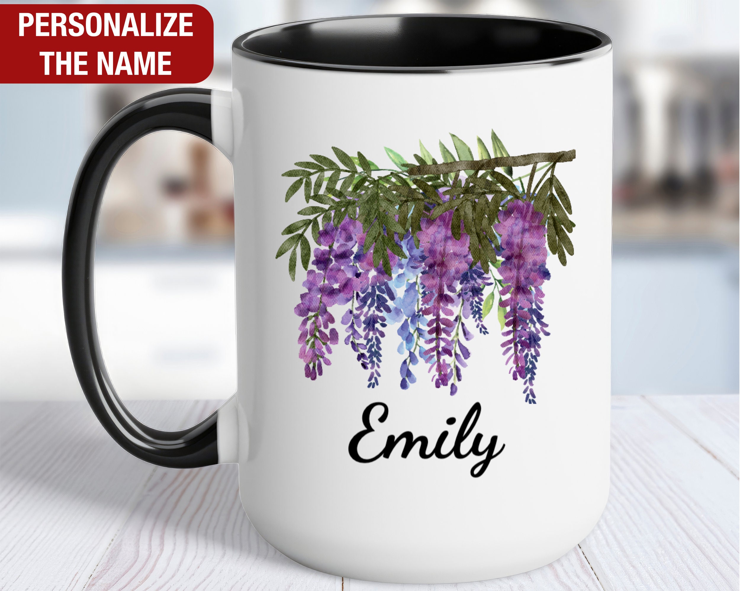 Wisteria Personalized Mug, Wisteria Name Mug, Wisteria Coffee Cup, Wisteria  Custom Gift for Her, Wisteria Floral Coffee Mug - Etsy