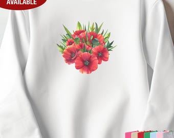 Poppy Sweatshirt for Women, Poppy Gift for Her, Poppy Crewneck Sweatshirt, Poppy Gifts for Women, Poppy Flower Sweatshirt