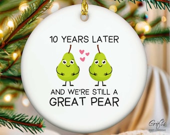 10th Anniversary Ornament for Couple, 10 Year Anniversary Gift for Her, 10th Wedding Anniversary Gift for Him, 10th Anniversary Couple Gift