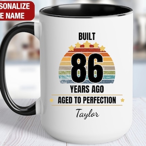 86th Birthday Gift Personalized Mug, Built 86 Years Ago Vintage, Gift for 86 Year Old Birthday, 86th Birthday for Him, 86th Birthday for Her