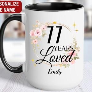 77th Birthday Gift for Her Personalized, 77 Years Loved Mug, Gift for 77 Year Old Birthday, 77 and Loved, 77th Birthday Gift for Women