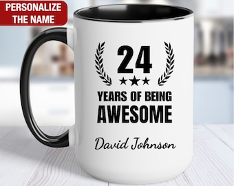 24th Birthday Gift Personalized Mug, 24 Years of Being Awesome, Gift for 24 Year Old Birthday, 24th Birthday for Him, 24th Birthday for Her