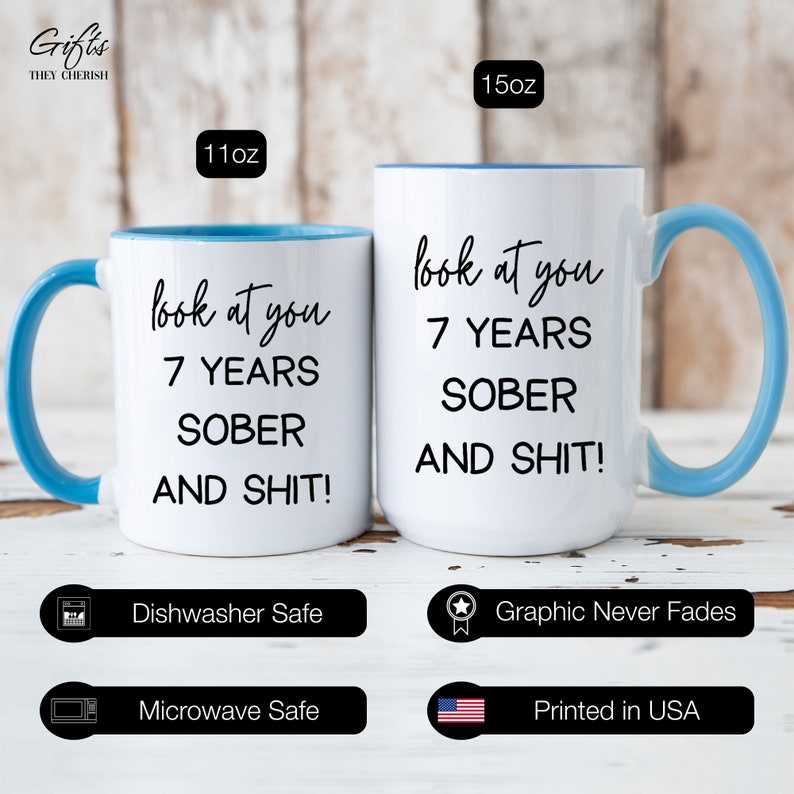 7 Years Sober Funny Gift Mug, 7 Years Sobriety Anniversary Gift, 7 ...