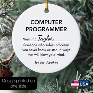 Personalized Computer Programmer Ornament, Computer Programmer Christmas Ornament zdjęcie 9