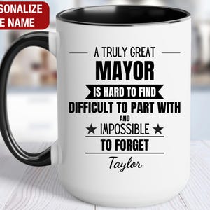 Mayor Personalized Gift, Mayor Thank You Mug, Mayor Cup, Mayor Retirement Farewell Gift, Mayor Coffee Mug