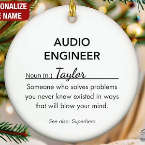 Personalized Audio Engineer Ornament, Audio Engineer Christmas Ornament