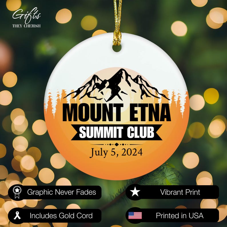 Mount Etna Ornament, Mount Etna Personalized Ornament With Custom Date