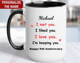 9 Year Anniversary Gift Personalized, 9 Year Anniversary Gifts for Girlfriend, 9th Anniversary Gift for Boyfriend, 9 Years Dating Gift Mug