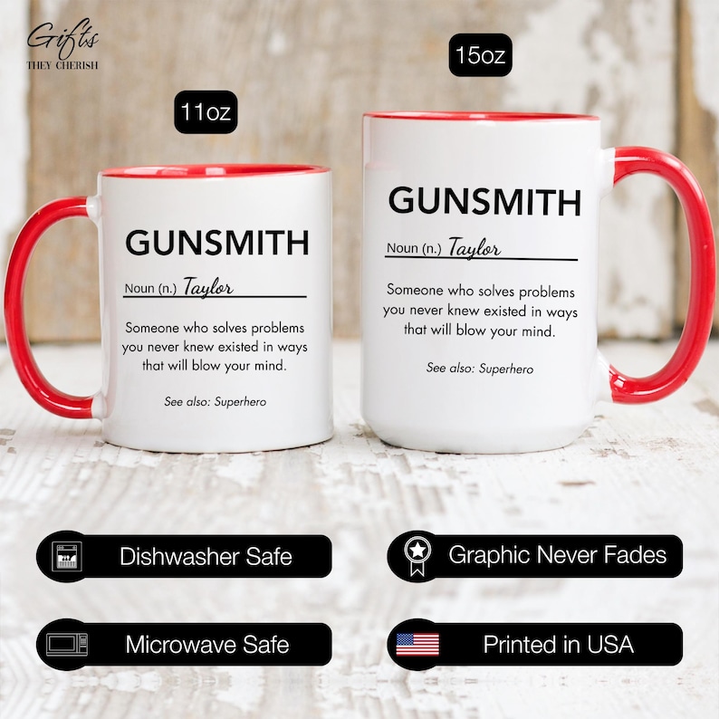 Gunsmith Personalized Gift, Gunsmith Definition Mug, Gunsmith Coffee