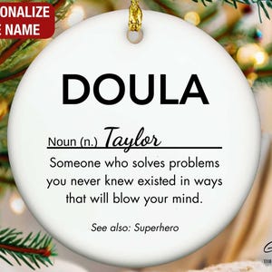 Doula Definition Ornament, Personalized Doula Ornament, Doula Gift, Custom Gift for Doula, Doula Christmas Ornament