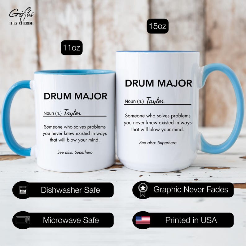 Drum Major Personalized Gift, Drum Major Definition Mug, Drum Major
