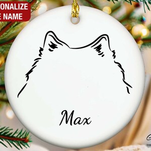 Keeshond Ears Outline Ornament, Keeshond Personalized Ornament, Keeshond Ornament, Keeshond Memorial, Keeshond Gifts