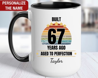 67th Birthday Gift Personalized Mug, Built 67 Years Ago Vintage, Gift for 67 Year Old Birthday, 67th Birthday for Him, 67th Birthday for Her
