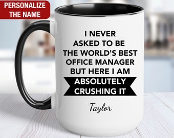 Office Manager Personalized Gift, World's Best Office Manager Mug, Office Manager Coffee Cup, Custom Gift for Office Manager