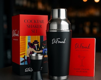 Matte Black Cocktail Shaker Gift Set – Bartender Kit with Jigger & Recipe Book