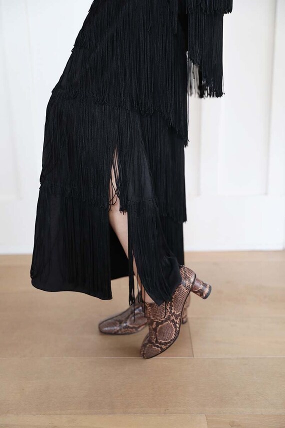 1970s Black Glamour Fringe Dress by Claralura Ori… - image 3