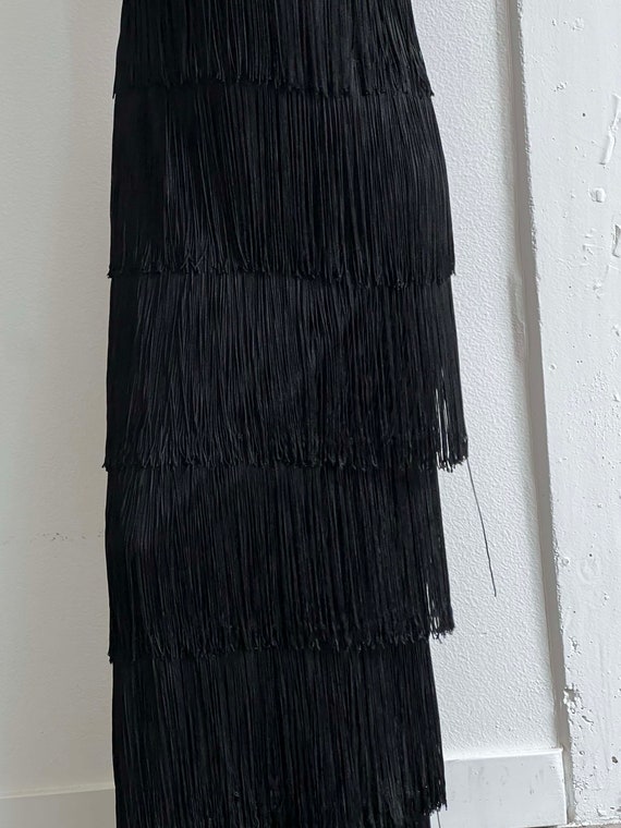 1970s Black Glamour Fringe Dress by Claralura Ori… - image 7