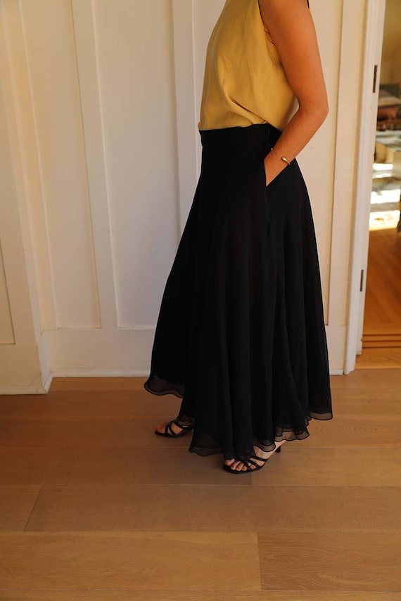 Oleg Cassini Black Silk Skirt