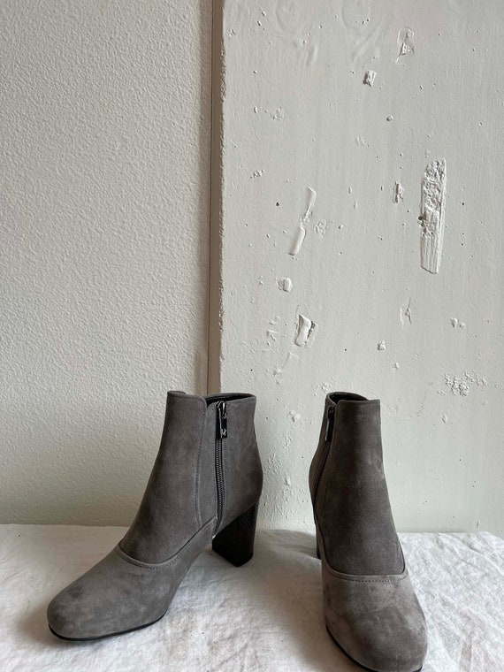 Grey Suede Booties by Donald Pliner